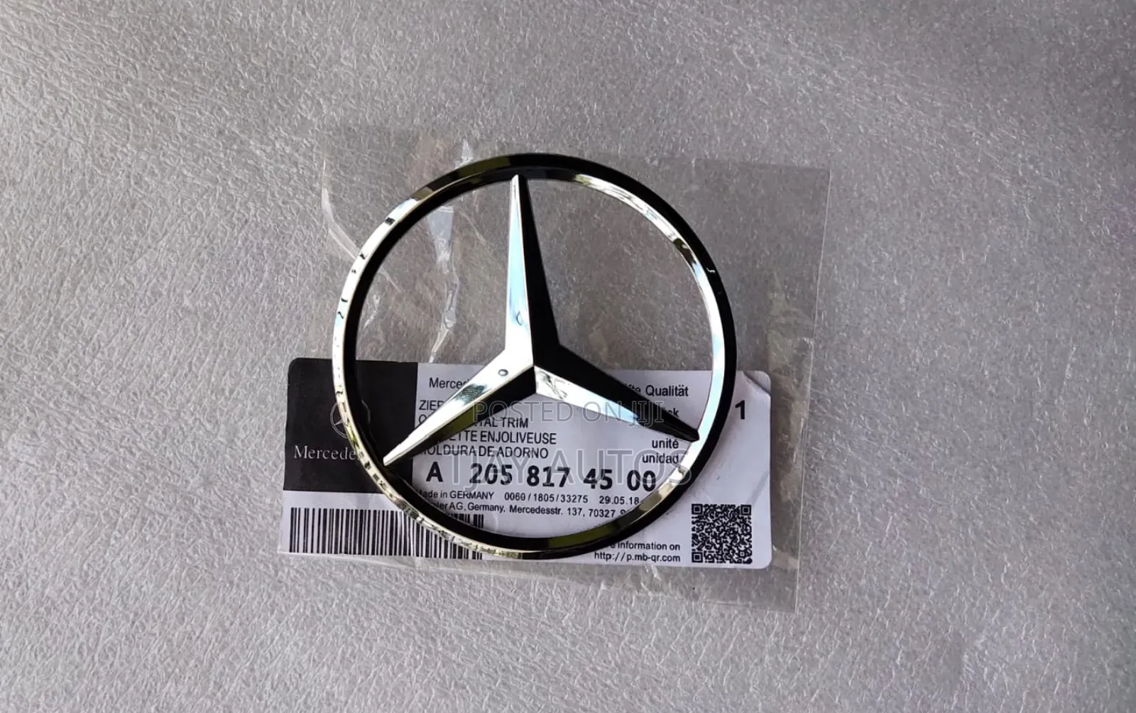 Mercedes-Benz C Class W205 Rear Emblem Chrome Star Badge