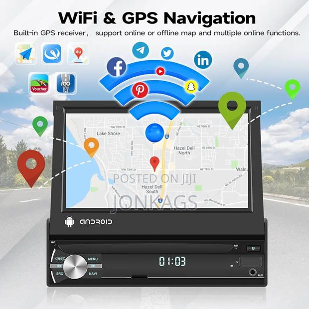 Retractable 7 Inches Car Android Radio Carplay Androi Auto - thumbnail 2