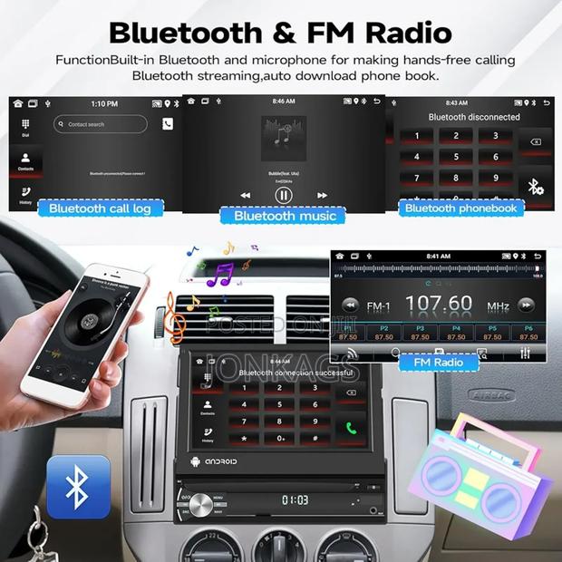Retractable 7 Inches Car Android Radio Carplay Androi Auto - thumbnail 4