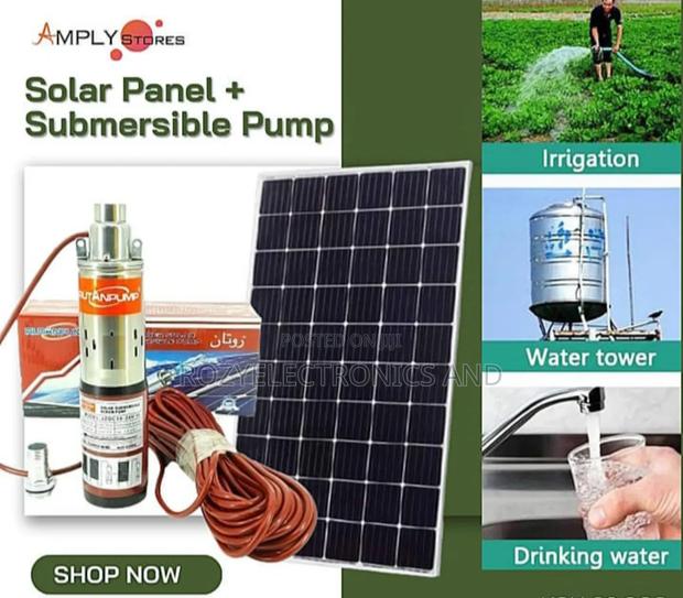 Submasible Pump 50 M 400 Watts and 24 v + Solar Panel 500 W - main view