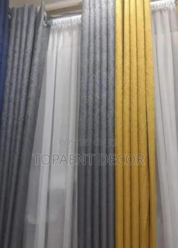 Yellow and Grey Ring Window Curtains and White Sheers