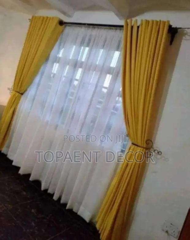 4m Yellow Window Curtain and 3m White Sheer - main view