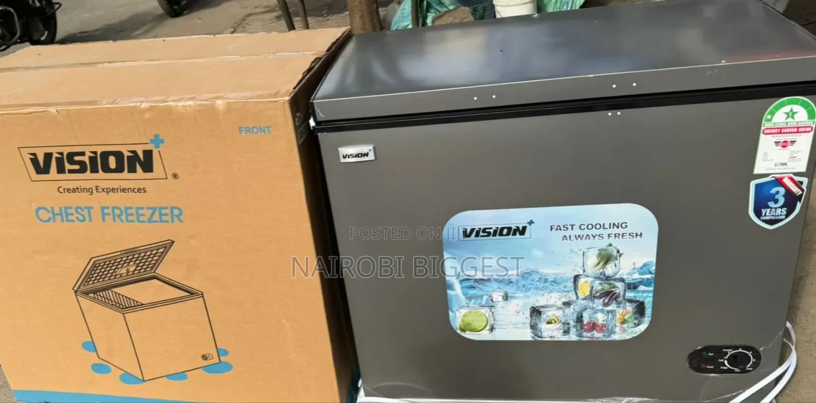 Vision 200litres Grey Silver Chest Freezer