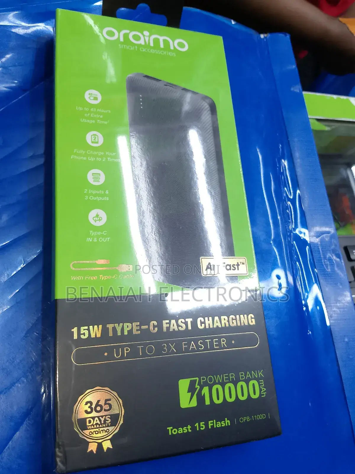 Powerbank, Fast Charging Oraimo Powerbank 10000 Mah.