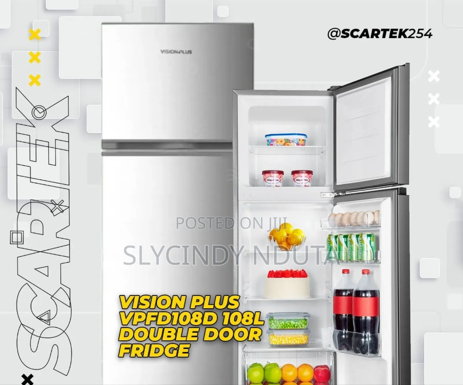 Vision Plus VDFD108D 108L Double Door Fridge