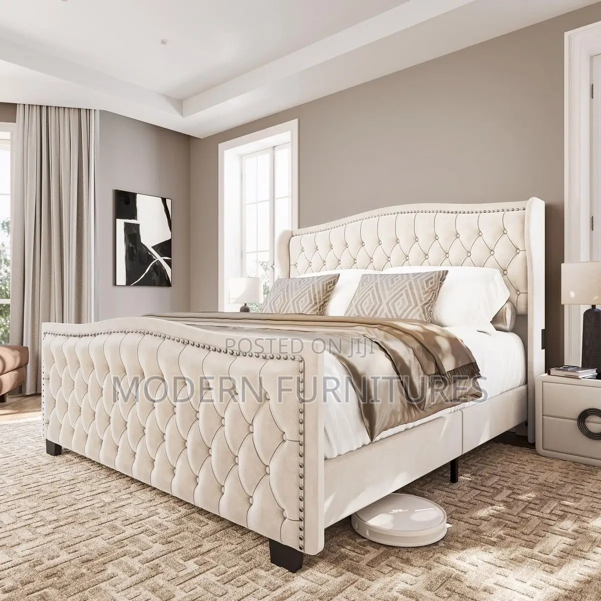 Modern,White 6 by 6 Bedroom Bed