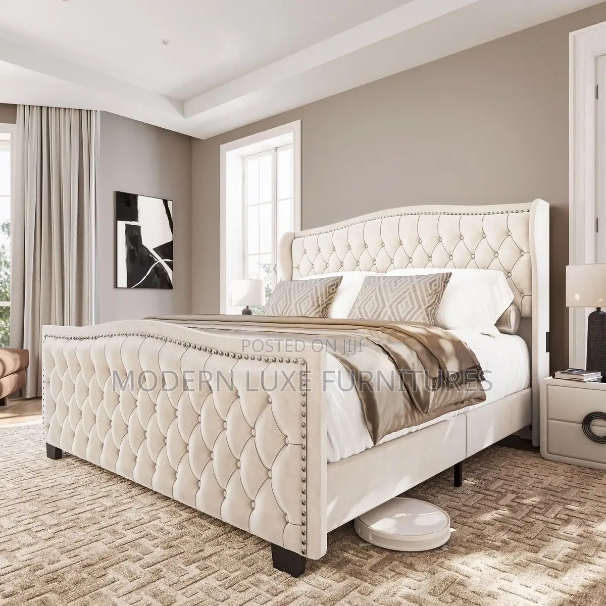 Modern,White 6 by 6 Bedroom Bed