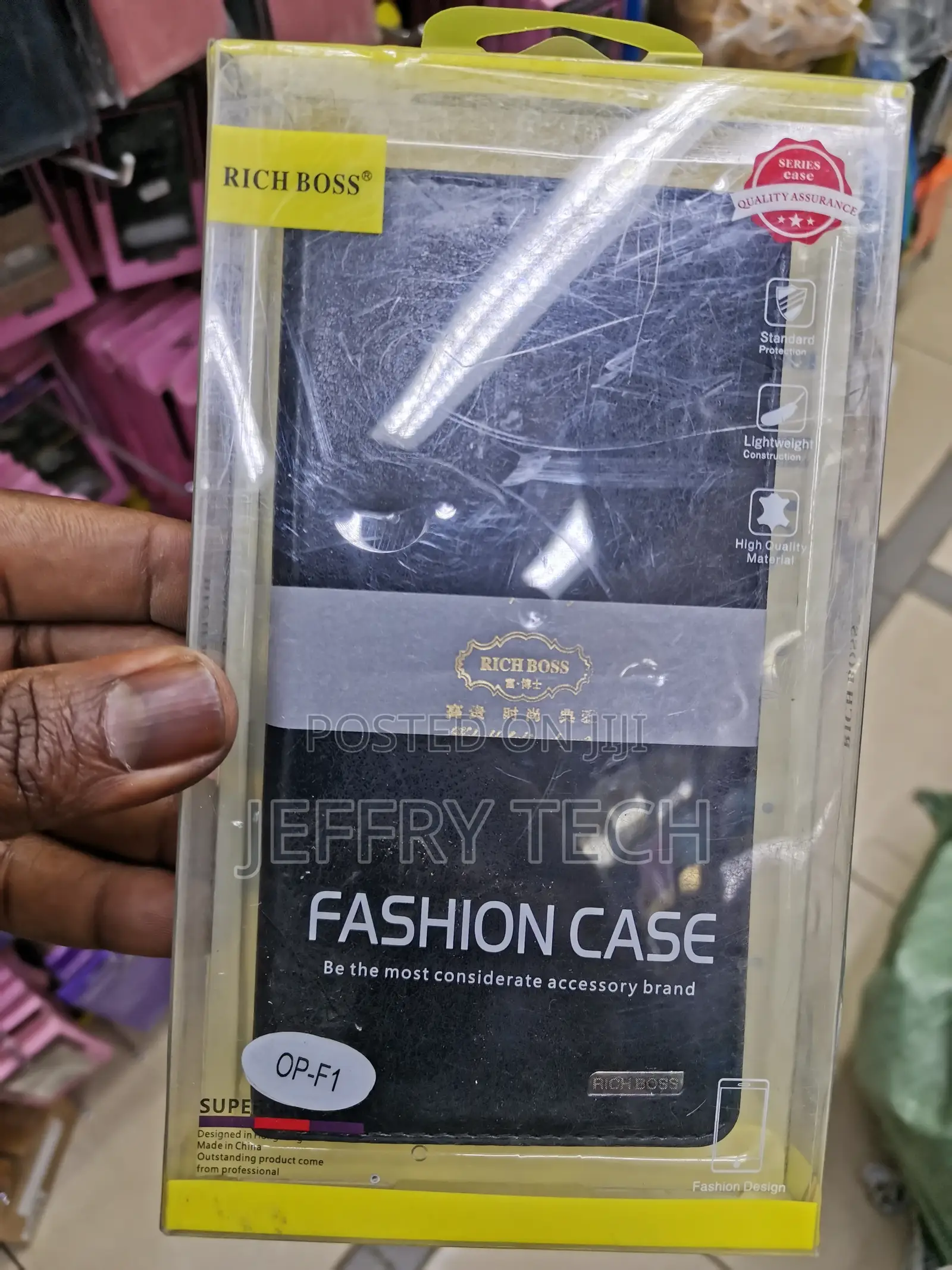 Universal Richboss Leather Flip Cover for Oppo F1 -Black