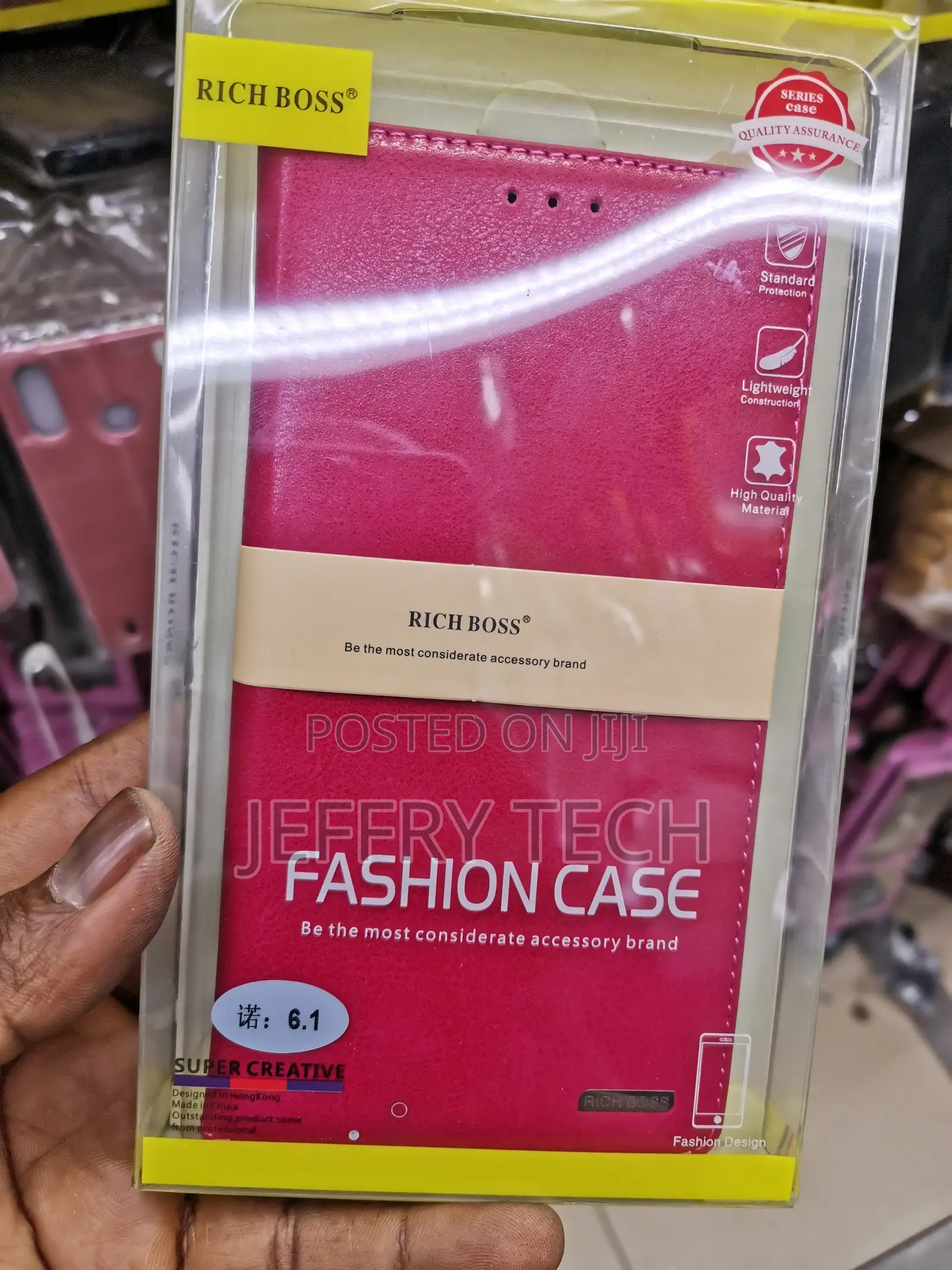 Universal Nokia 6.1 Rich Boss Leather Flip Case -Pink