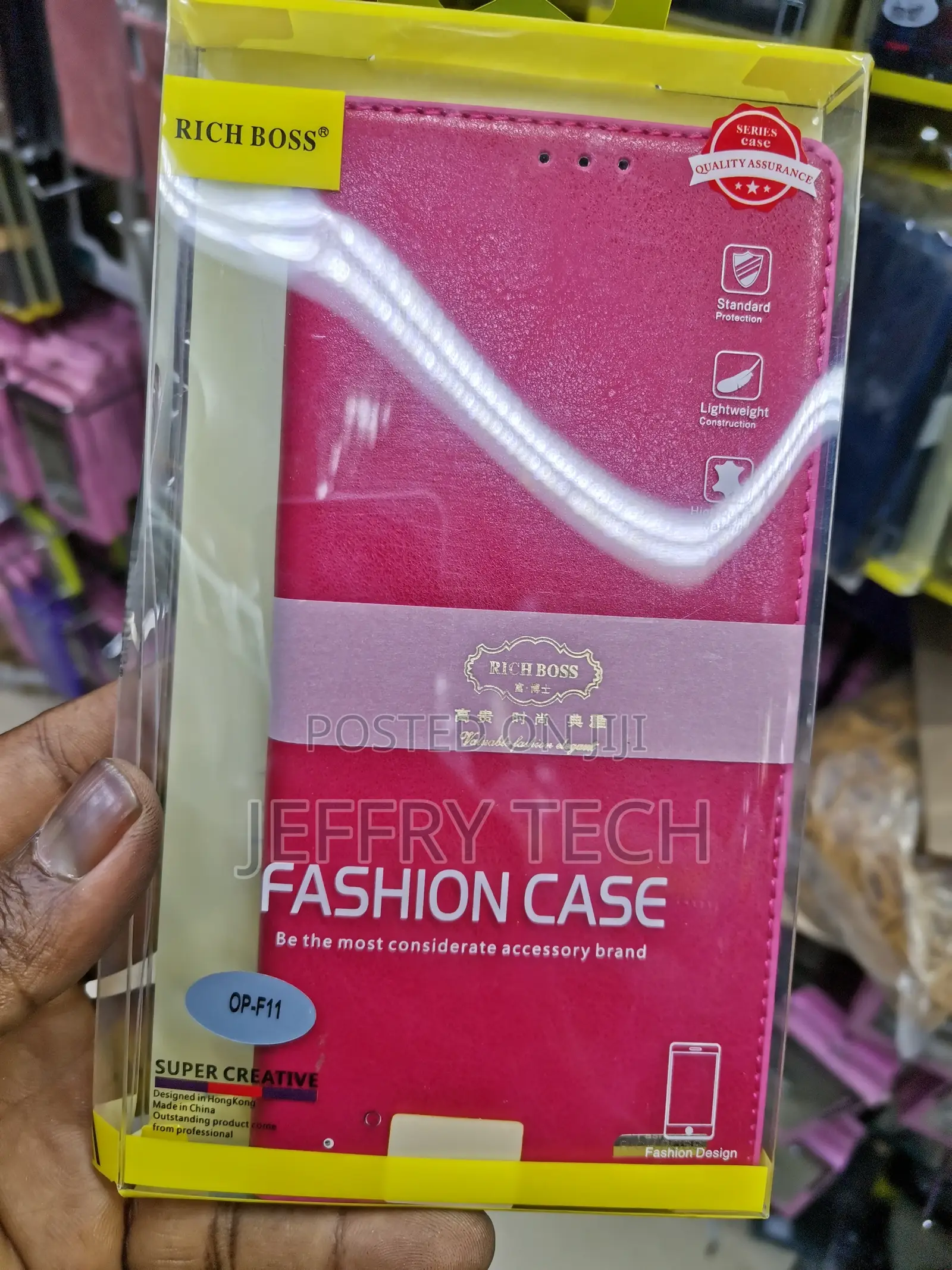 Universal Rich Boss Leather Flip Case for Oppo F11 - Pink