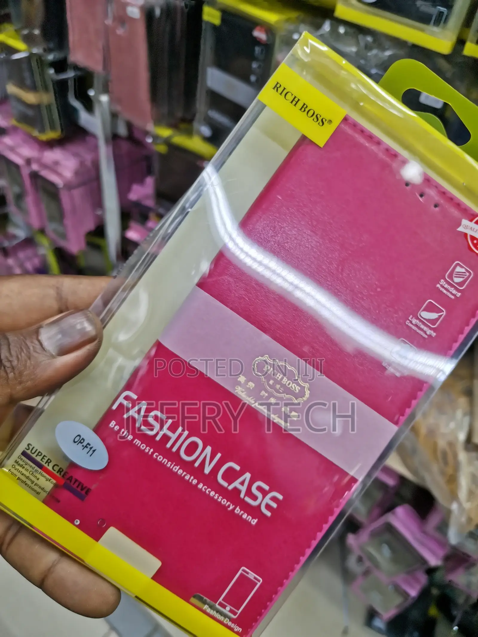 Universal Rich Boss Leather Flip Case for Oppo F11 - Pink