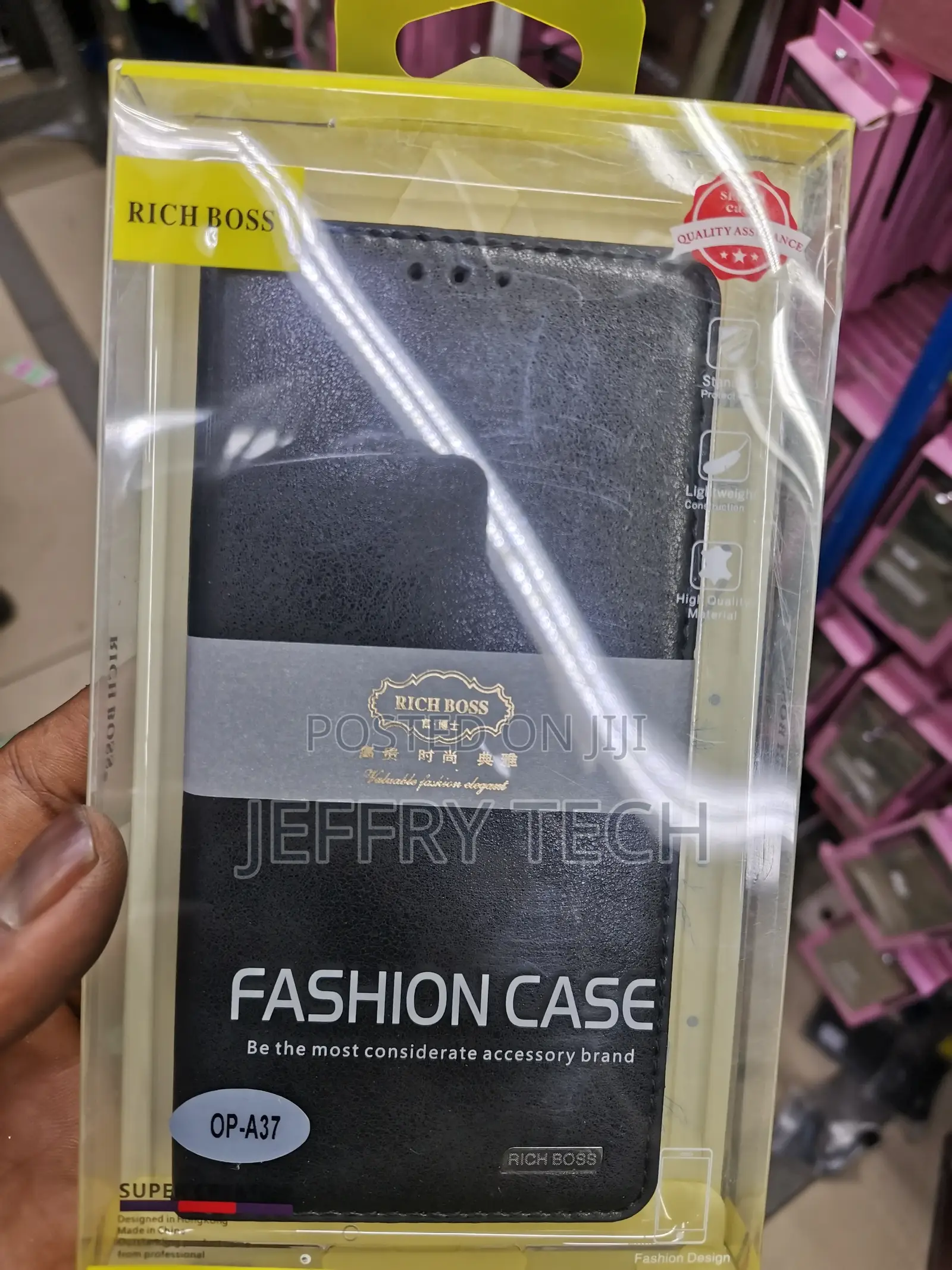 Universal Rich Boss Leather Flip Cover for Oppo A37-Black