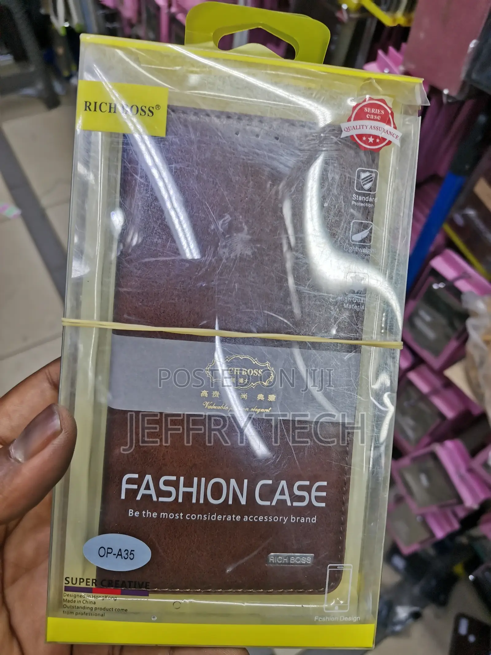 Universal Richboss Leather Flip Case for Oppo A35-Brown