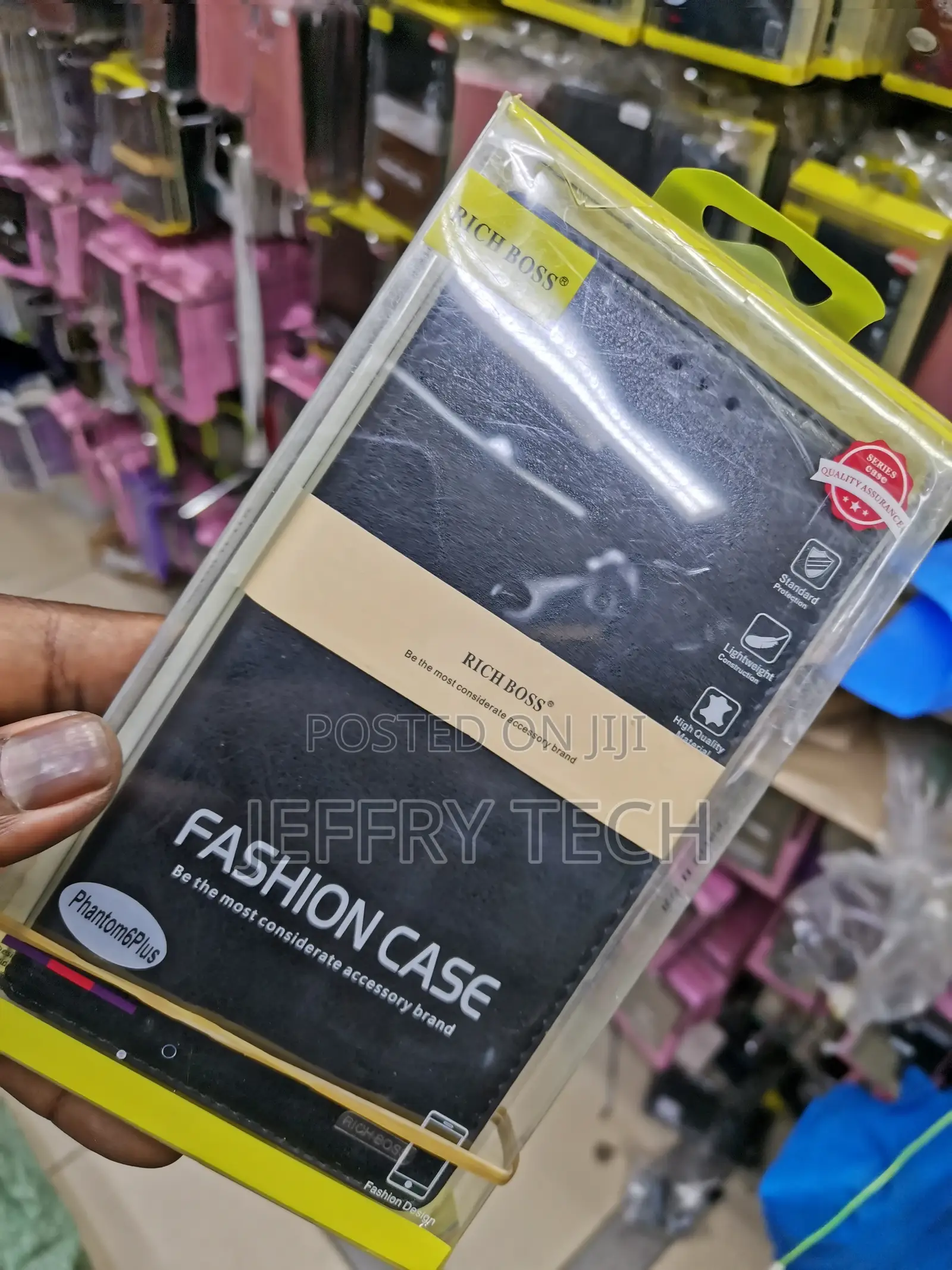 Universal Richboss Flip Cover for Tecno Phantom 6 Plus-Black