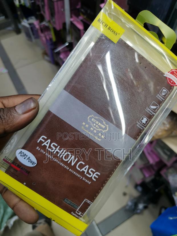 Universal Leather Flip Case for Tecno Pop 2 Power -Brown - thumbnail 3