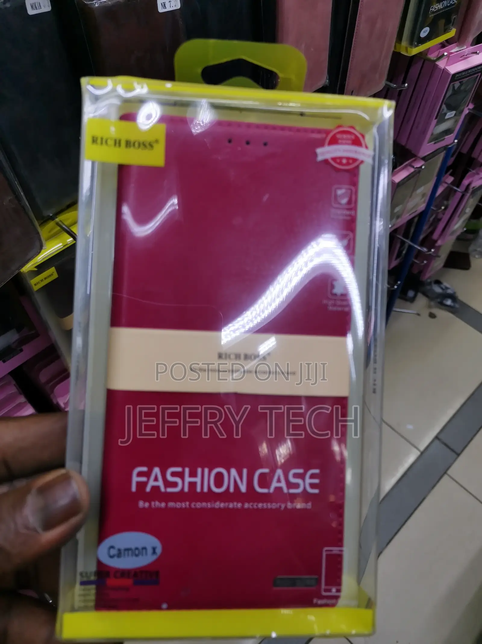 Universal Richboss Leather Flip Case for Tecno Camon X-Pink