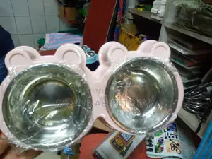 Stainless Steel, Plastic Bowl Double Bowl (Color : Pink)