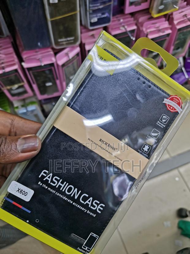 Universal Leather Flip Case for INFINIX X600 -Black - thumbnail 3