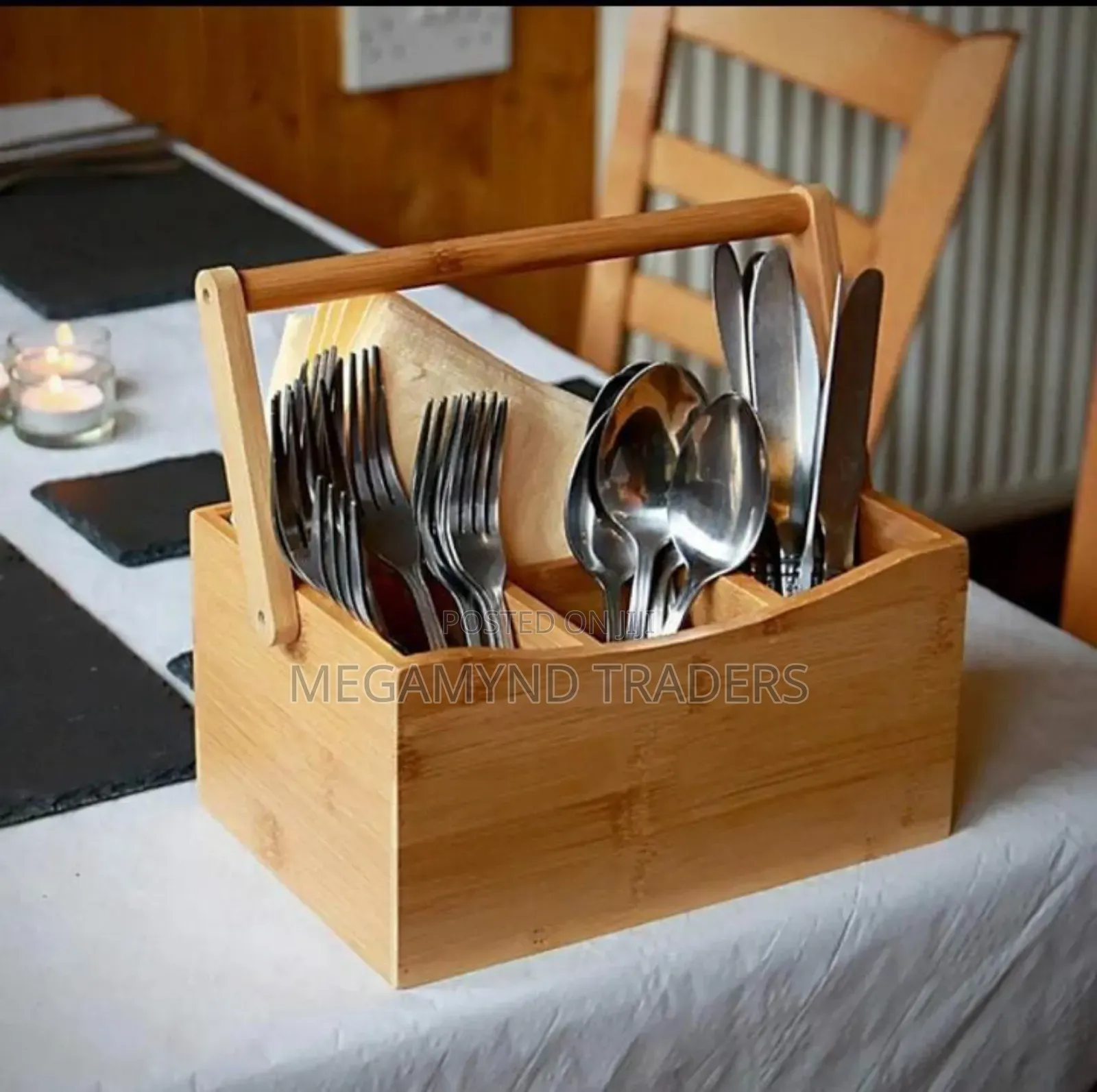 Cutlery Organize Bamboo/Napkins Holder/Portable Countertop