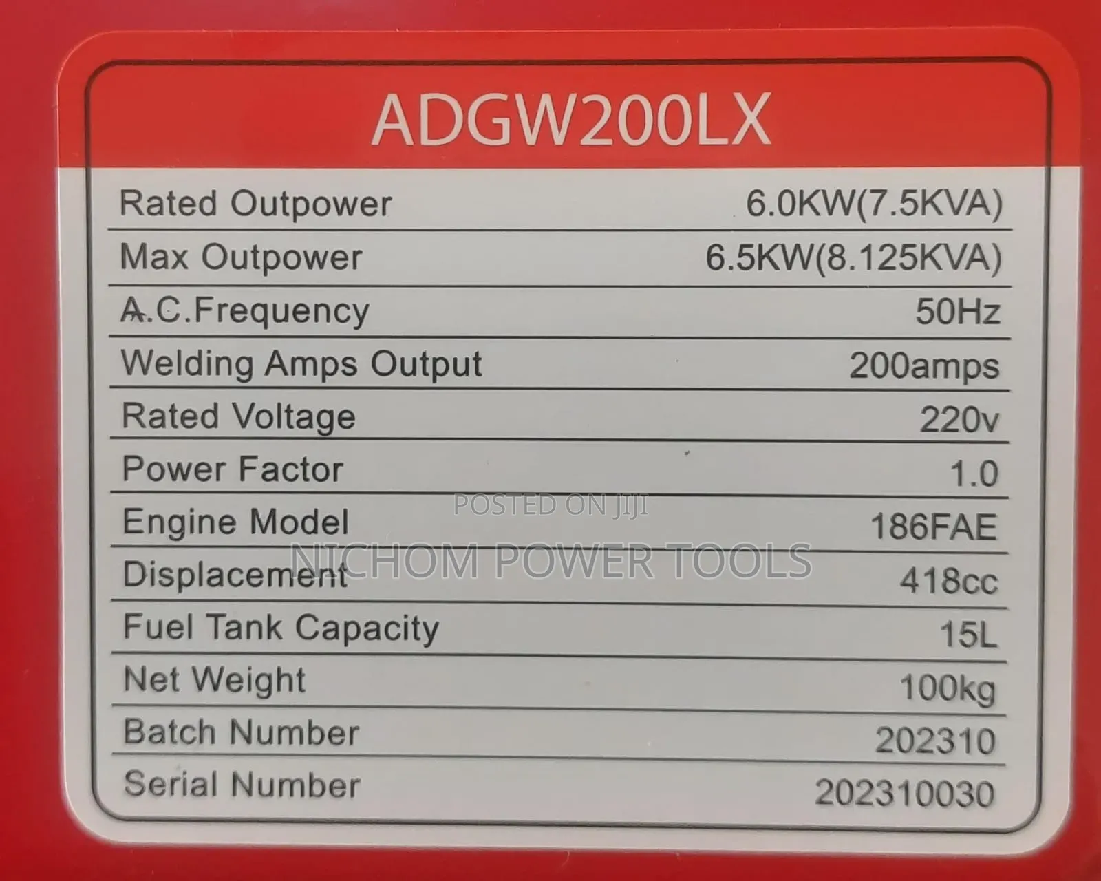 Aico Diesel Welding Generator 6.5kw(8.125kva)