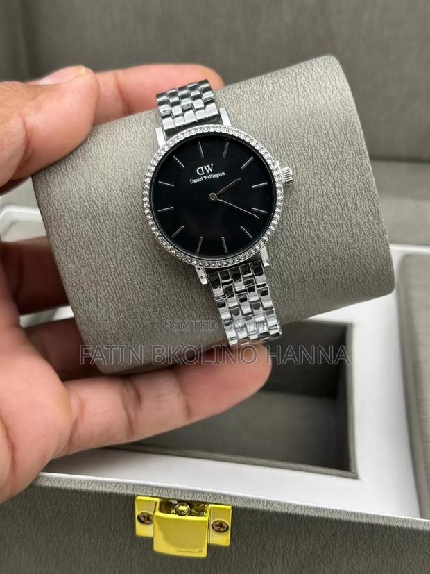 Ladys Daniel Wellington Watch Silver Black - main view