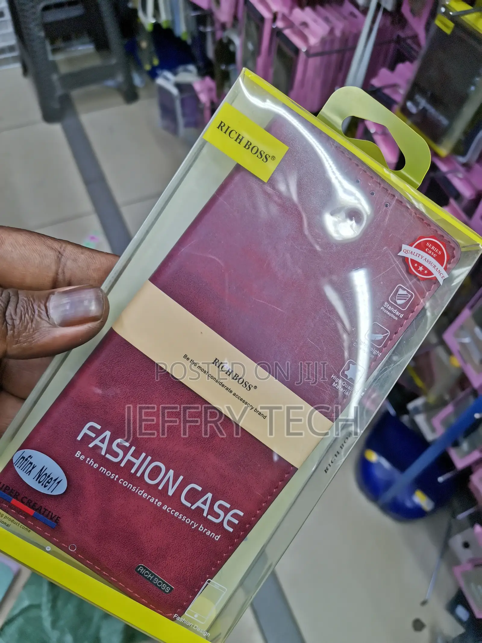 Universal Leather Flip Cover for Infinix Note 11-Red