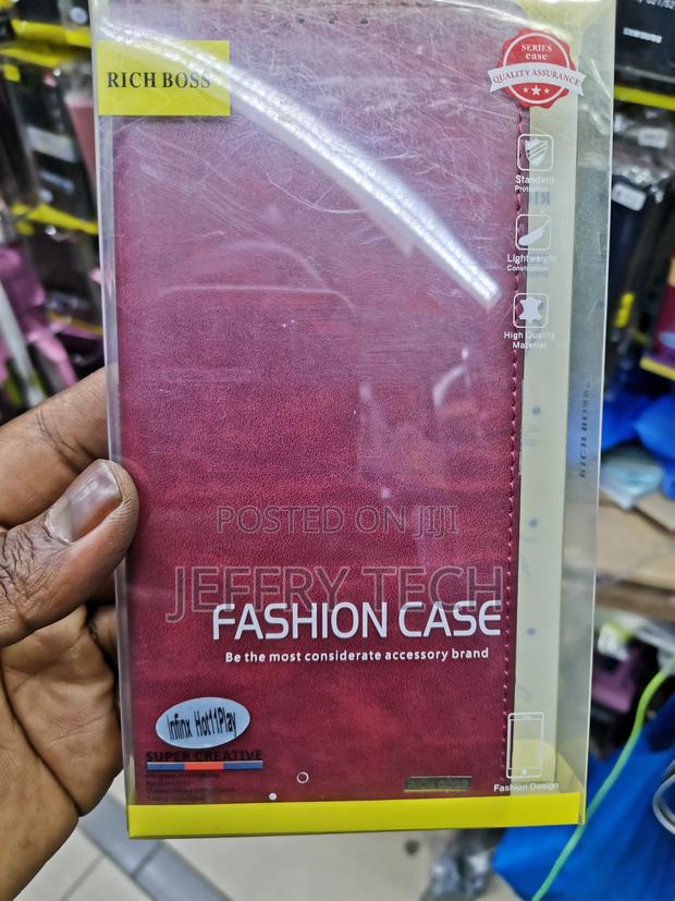 Universal Leather Flip Cover for Infinix Hot 11 Play -Red