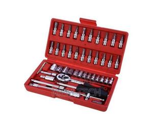 46pcs Socket Set 1/4 Car Tool Kit Ratchet Wrench Combination - thumbnail 2