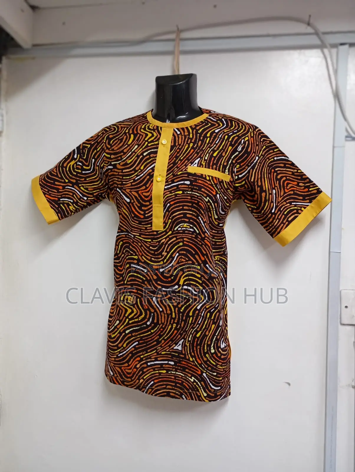 Short Sleeved Men Mustard Shirt