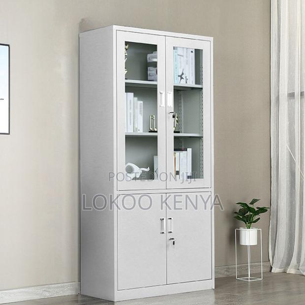 Cabinets:2-Door Steel Half Glass Metallic Filling Cabinet