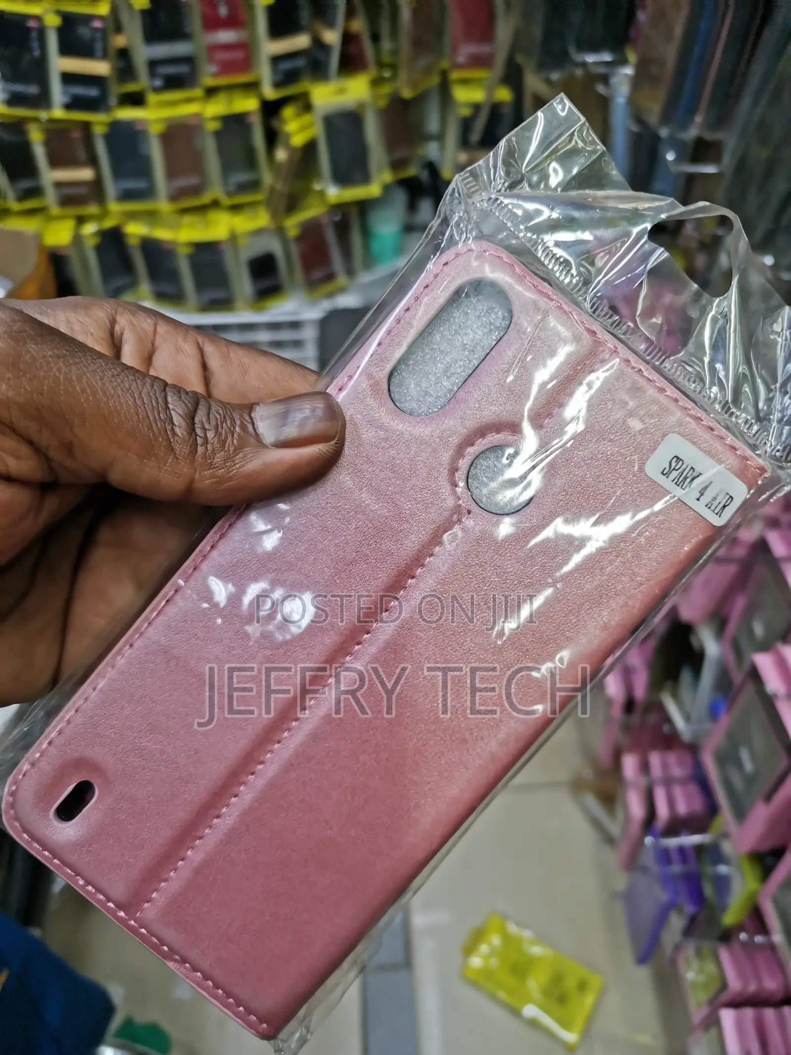 Universal Leather Flip Case for Tecno Spark 4 Air -Pink