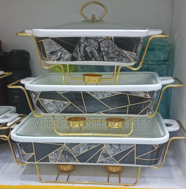 3pcs Black Ceramic Chaffing Dish - main view