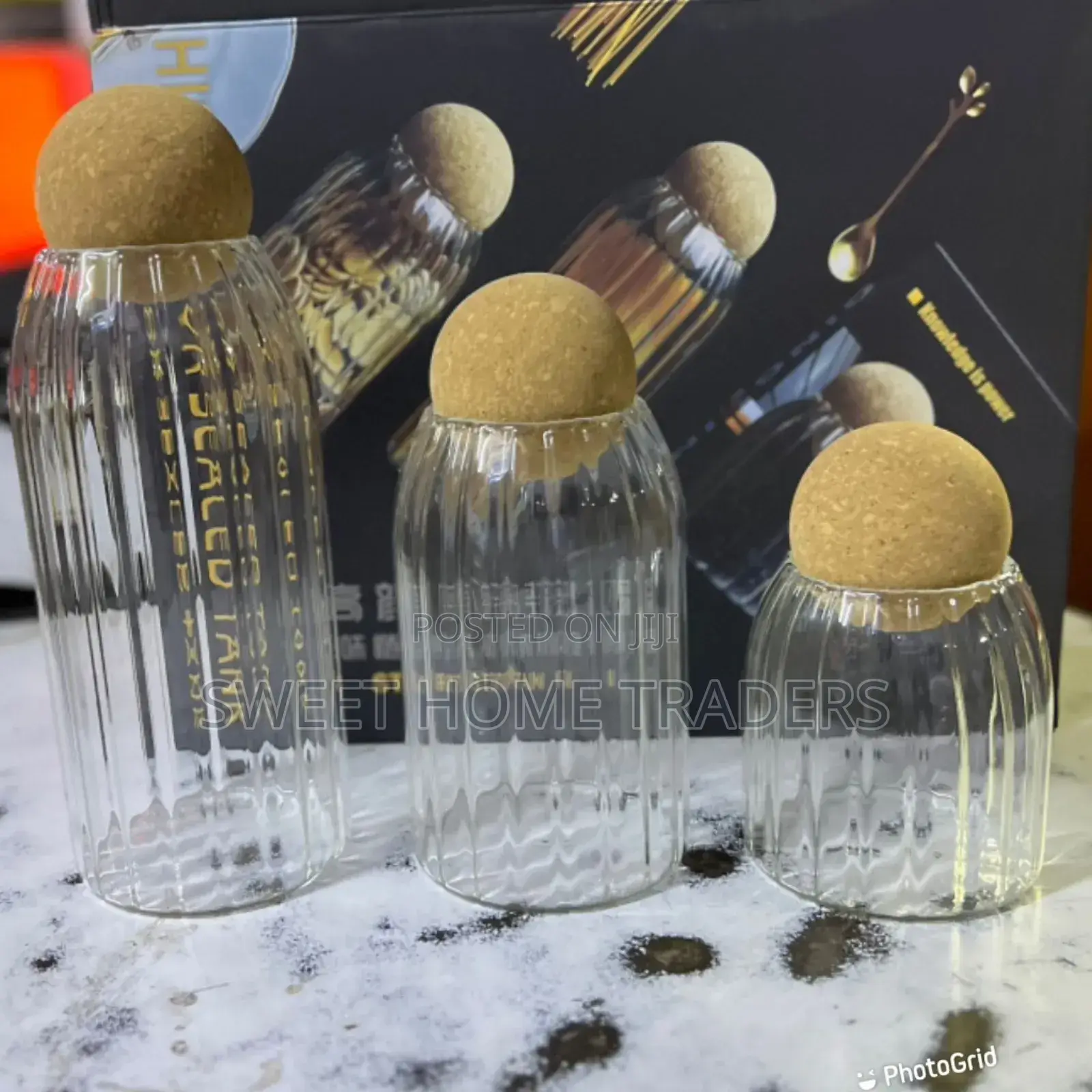 3 PCS Spaghetti Glass Vase With Lid