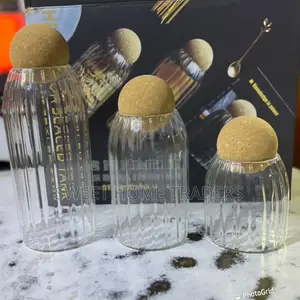 3 PCS Spaghetti Glass Vase With Lid
