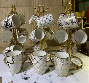 6 PCS Ceramic Mugs 330 Ml White