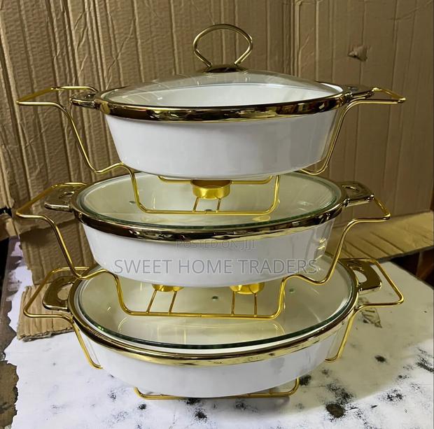 Oval White Ceramic Chaffing Dished - main view