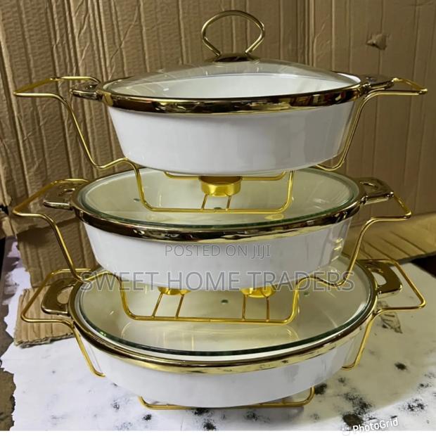 *Oval White Ceramic Chaffing Dished* - main view