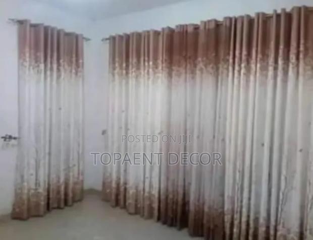Flowered Brown Window Curtains - main view