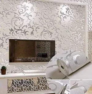 White Damask 3D Wallpaper