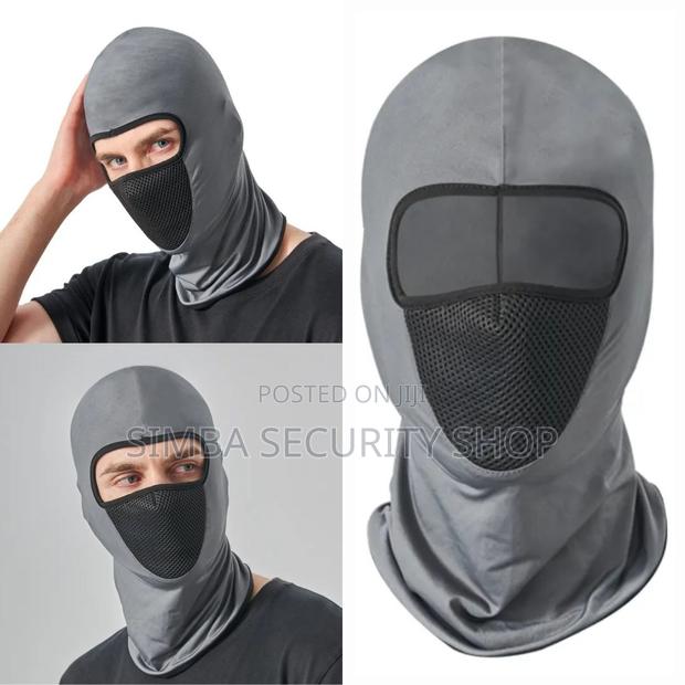 Grey Full Face Balaclava Ski Mask With Filter Mesh Hat Gray - thumbnail 2