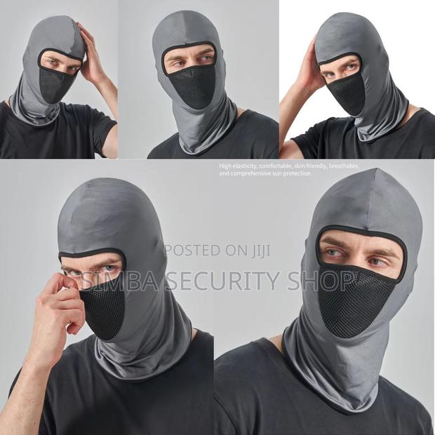 Grey Full Face Balaclava Ski Mask With Filter Mesh Hat Gray - thumbnail 3