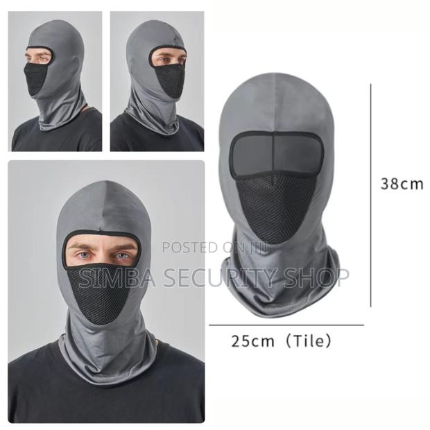 Grey Full Face Balaclava Ski Mask With Filter Mesh Hat Gray - thumbnail 4