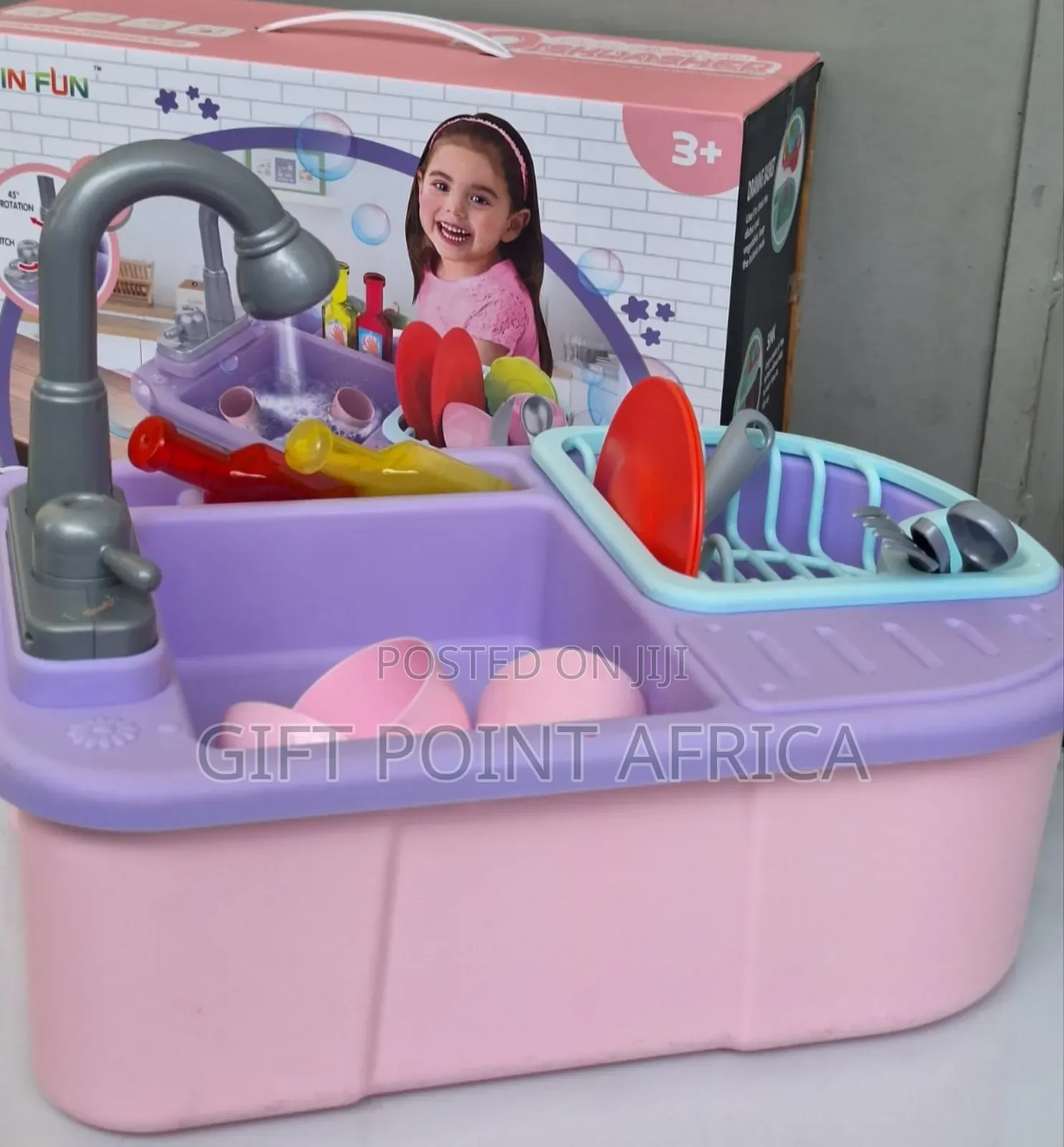 Kids Dish Washer Sink Play Set With Running Water