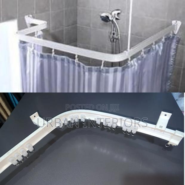 Bathroom Curtain Rails White - main view