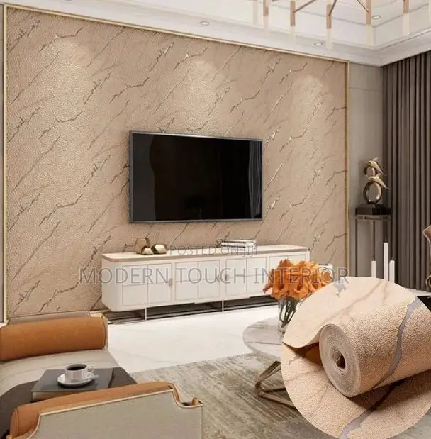 Brown Textured Embossed Wallpaper