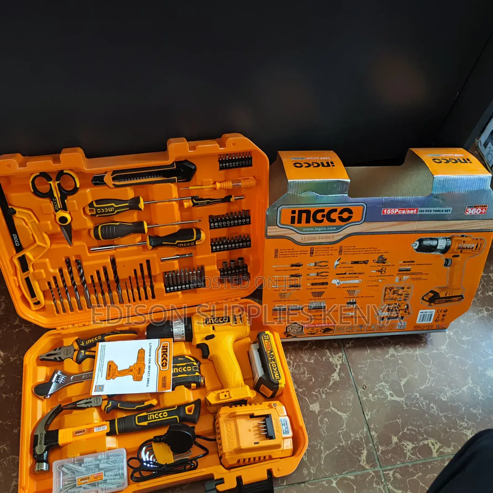 Ingco Cordless Drill Tools Set 165pcs Toolset Tool Boxes