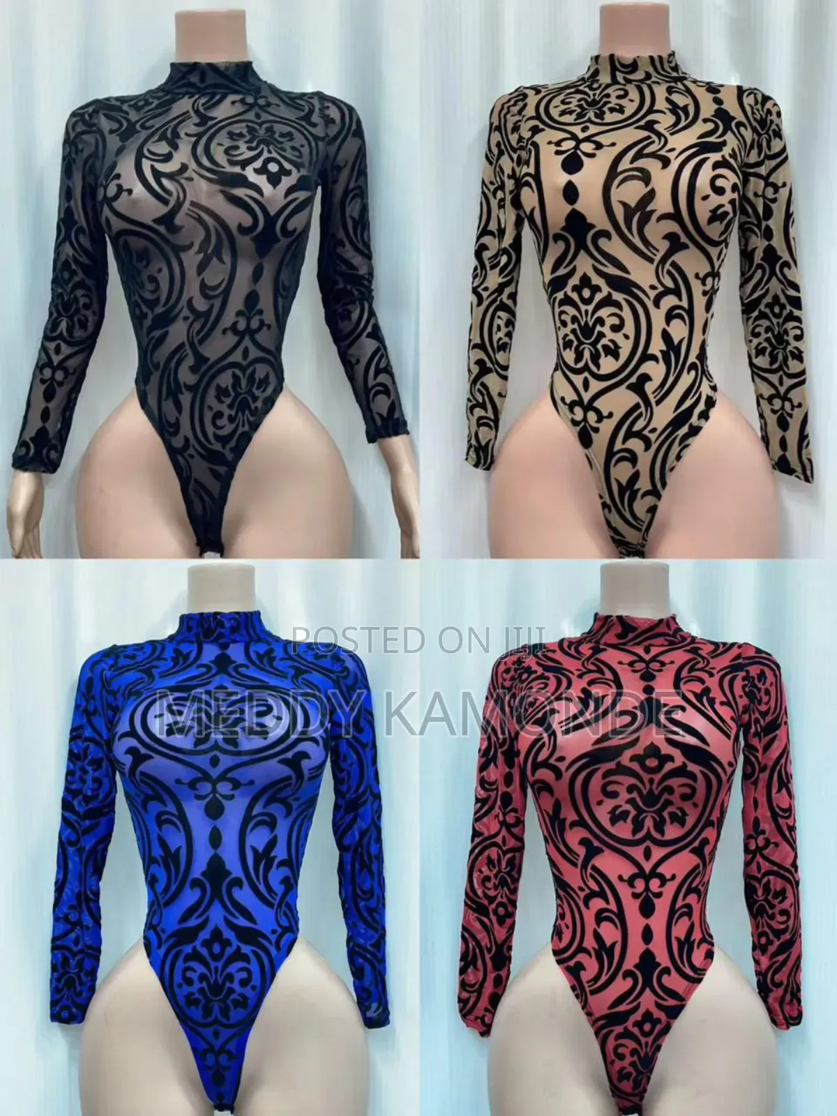 Black/Blue/Red Bodysuit Tops