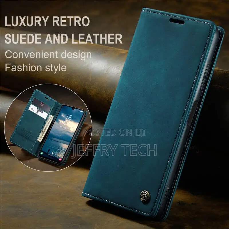 Samsung Galaxy A25 Wallet Suede Leather Case Blue