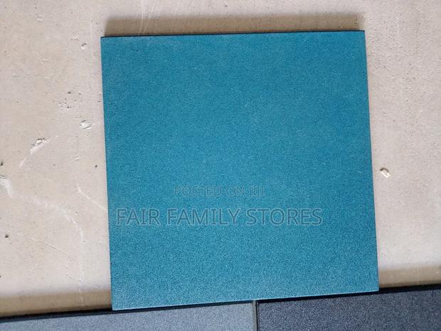 Blue Gym Rubber Tiles. 500mm by 500mm. - main view