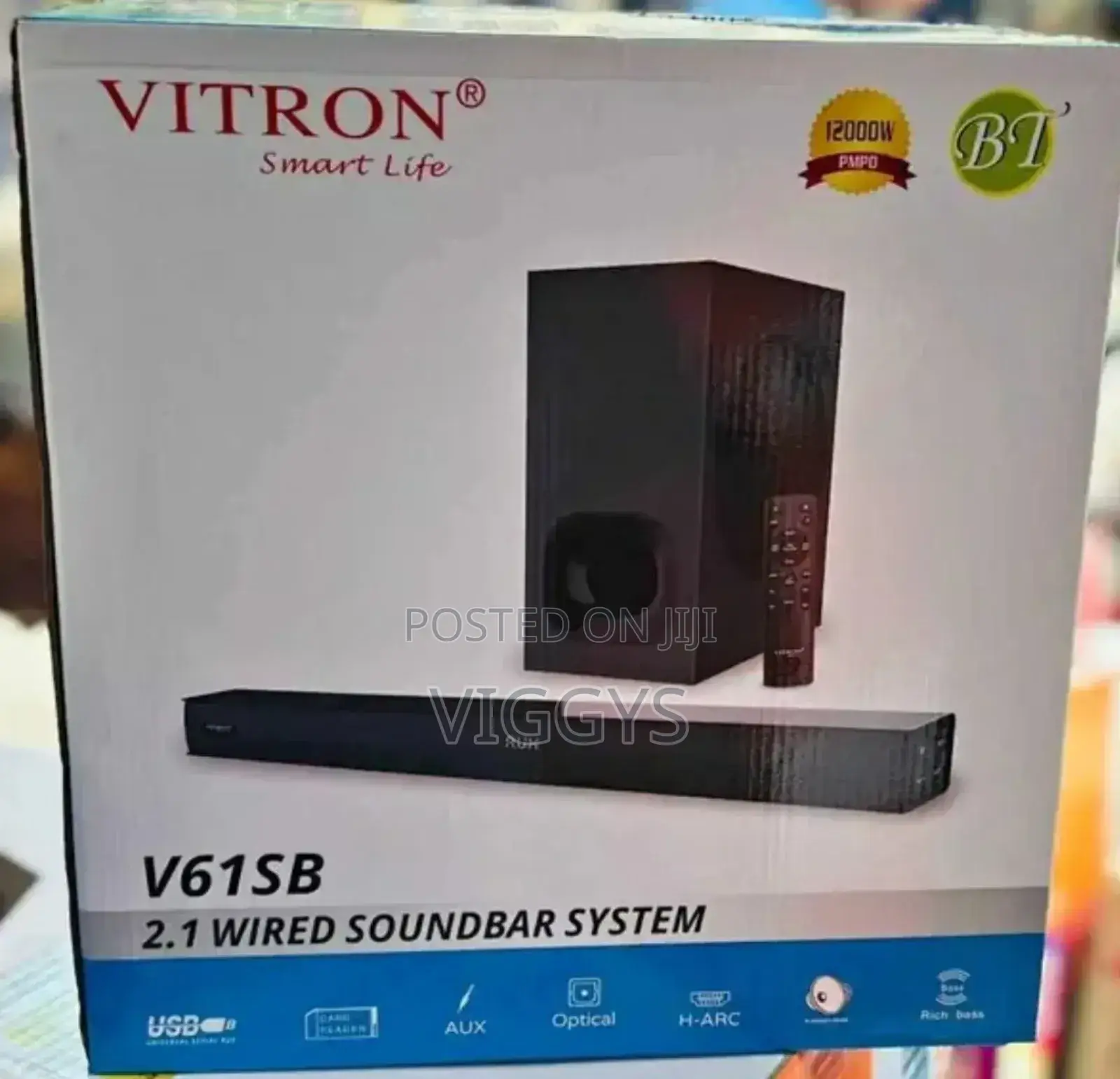 Black Vitron V61 SB 2.1 Wired Soundbar System K-7